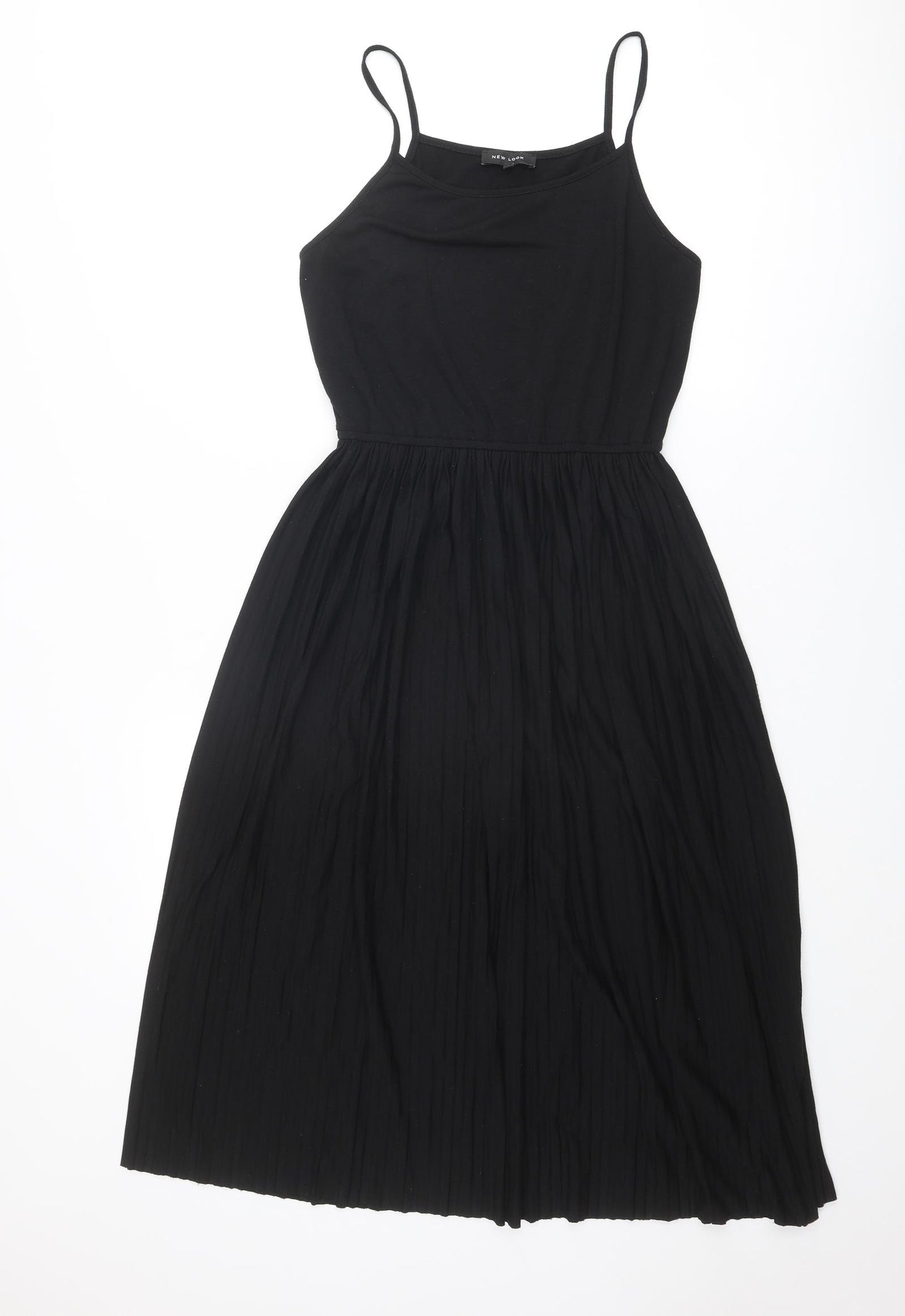 New Look Womens Black Polyester Slip Dress Size 12 Round Neck Pullover