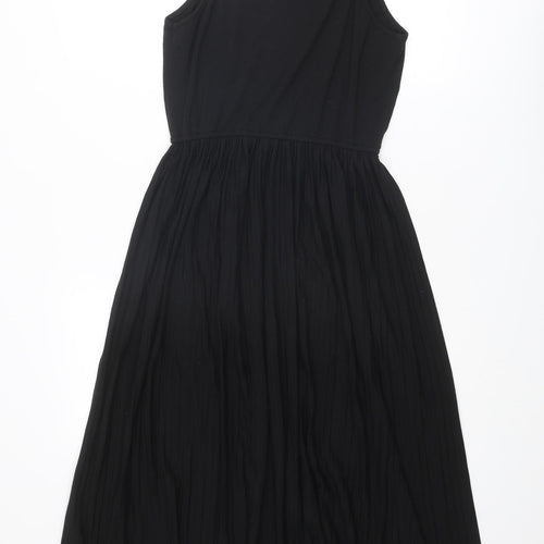 New Look Womens Black Polyester Slip Dress Size 12 Round Neck Pullover