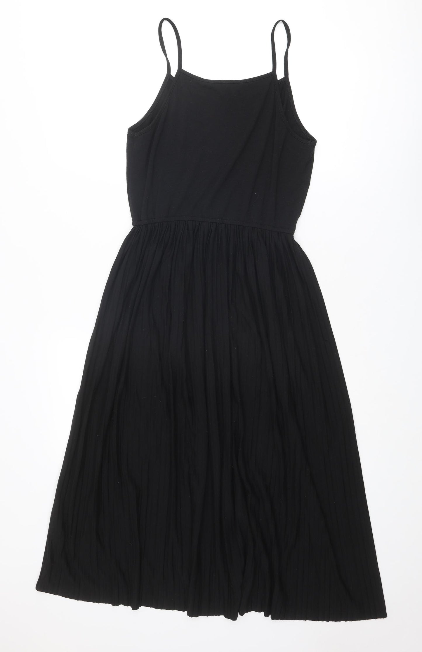 New Look Womens Black Polyester Slip Dress Size 12 Round Neck Pullover