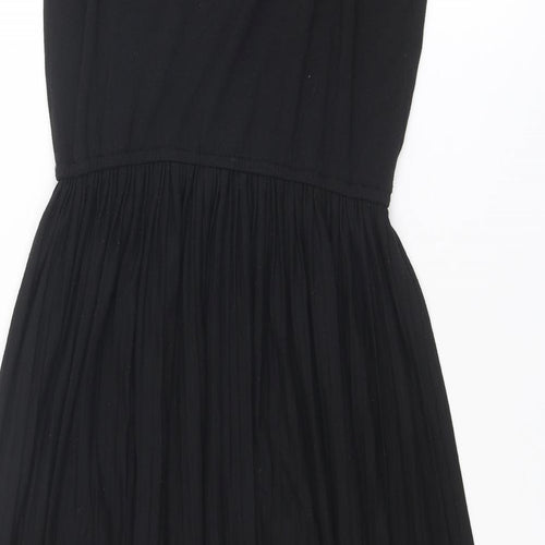 New Look Womens Black Polyester Slip Dress Size 12 Round Neck Pullover