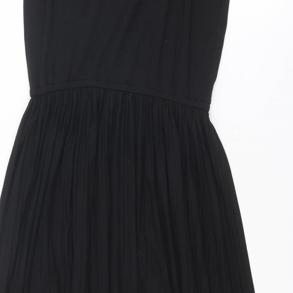 New Look Womens Black Polyester Slip Dress Size 12 Round Neck Pullover