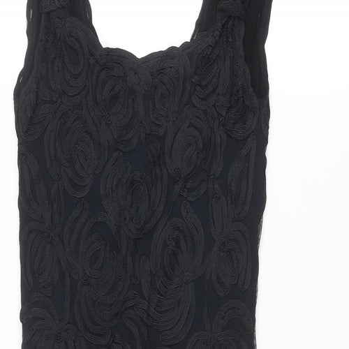 Phase Eight Womens Black Geometric Nylon A-Line Size 10 Square Neck Pullover