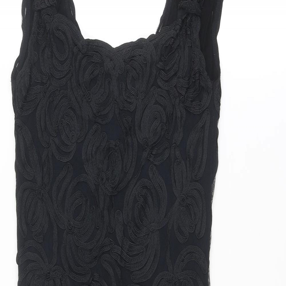 Phase Eight Womens Black Geometric Nylon A-Line Size 10 Square Neck Pullover