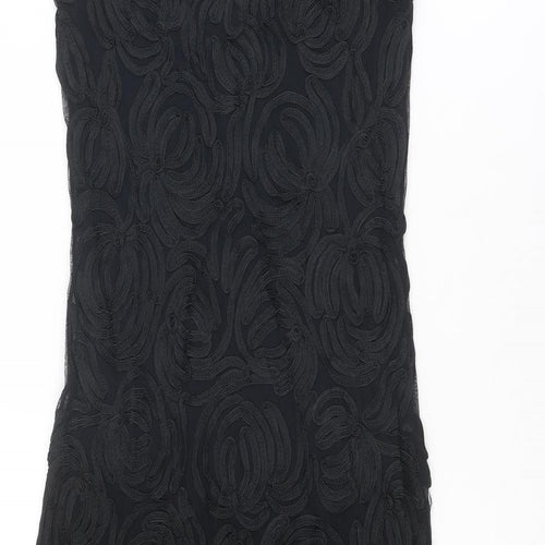 Phase Eight Womens Black Geometric Nylon A-Line Size 10 Square Neck Pullover