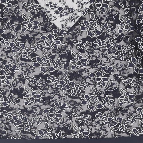 NEXT Womens Blue Floral Cotton Basic Blouse Size 18 V-Neck - Ruffle Sleeve