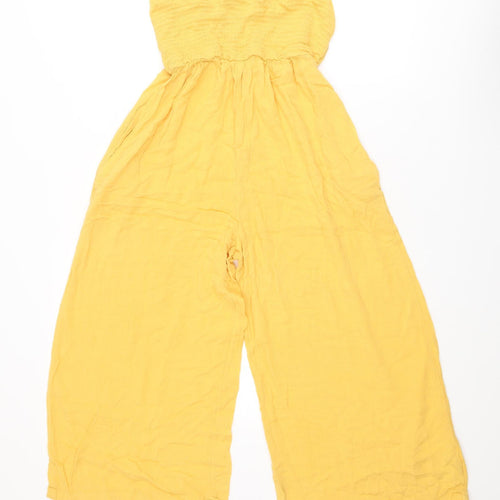 Miss Selfridge Womens Yellow Viscose Jumpsuit One-Piece Size 8 L20 in Pullover