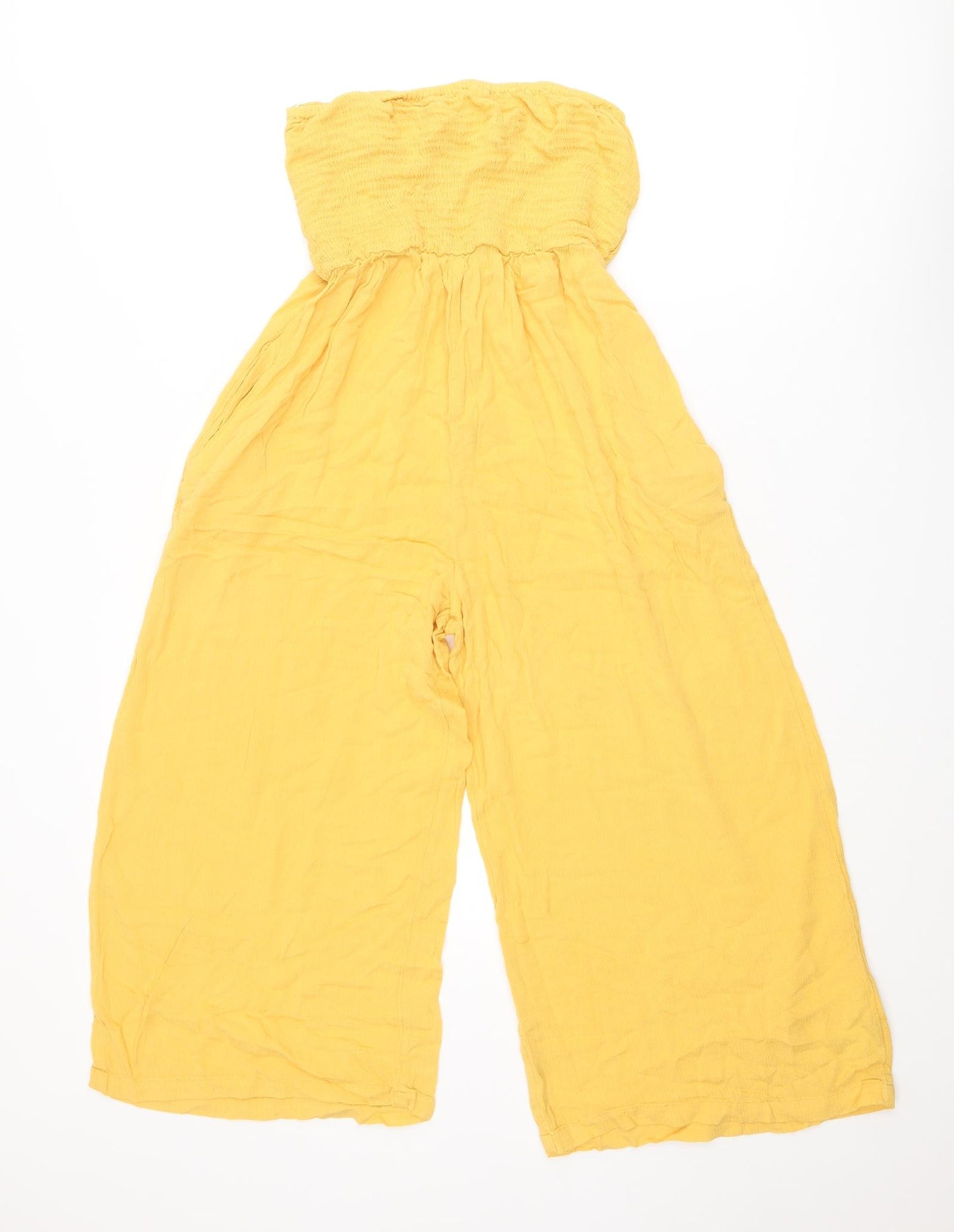 Miss Selfridge Womens Yellow Viscose Jumpsuit One-Piece Size 8 L20 in Pullover