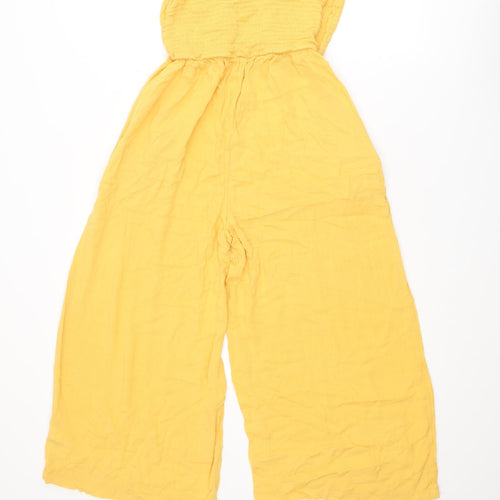 Miss Selfridge Womens Yellow Viscose Jumpsuit One-Piece Size 8 L20 in Pullover