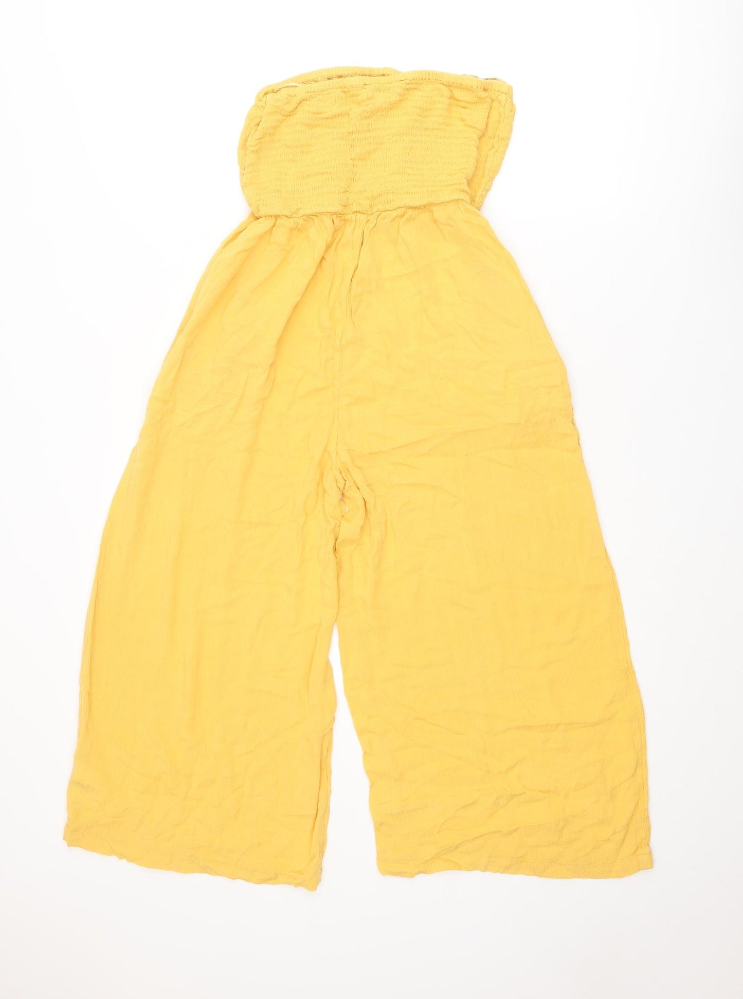 Miss Selfridge Womens Yellow Viscose Jumpsuit One-Piece Size 8 L20 in Pullover