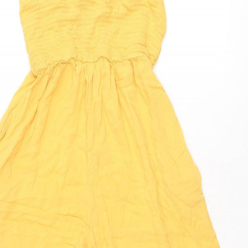 Miss Selfridge Womens Yellow Viscose Jumpsuit One-Piece Size 8 L20 in Pullover