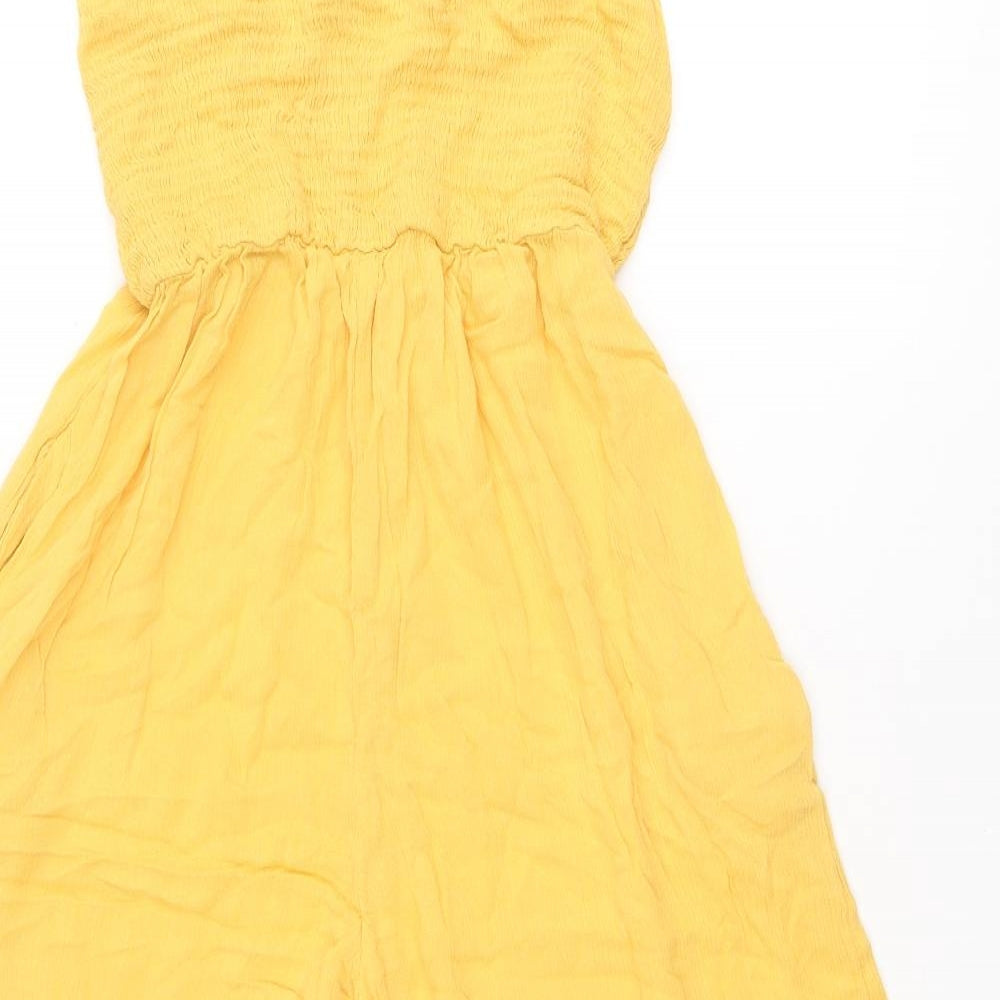 Miss Selfridge Womens Yellow Viscose Jumpsuit One-Piece Size 8 L20 in Pullover