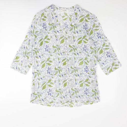 Nomads Womens Multicoloured Geometric Cotton Basic Blouse Size 10 V-Neck