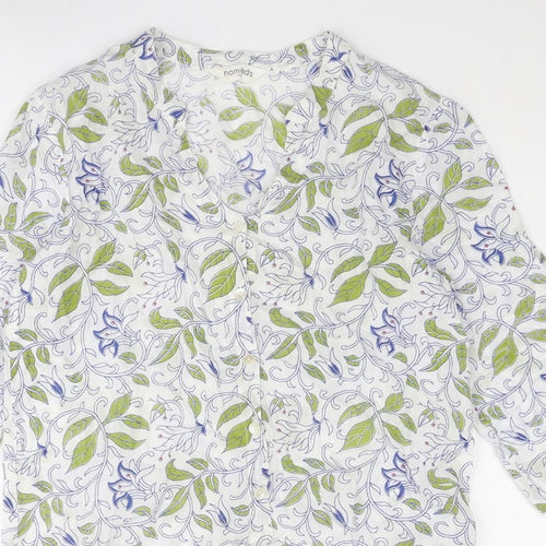 Nomads Womens Multicoloured Geometric Cotton Basic Blouse Size 10 V-Neck