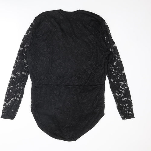 Boohoo Womens Black Fair Isle Polyester Bodysuit One-Piece Size 22 Snap