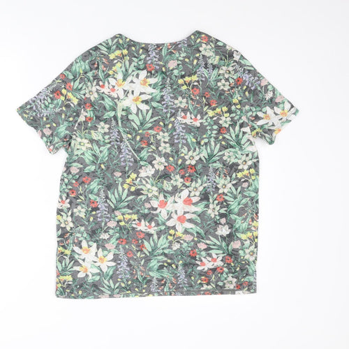 Per Una Womens Multicoloured Floral Polyester Basic T-Shirt Size 12 Boat Neck