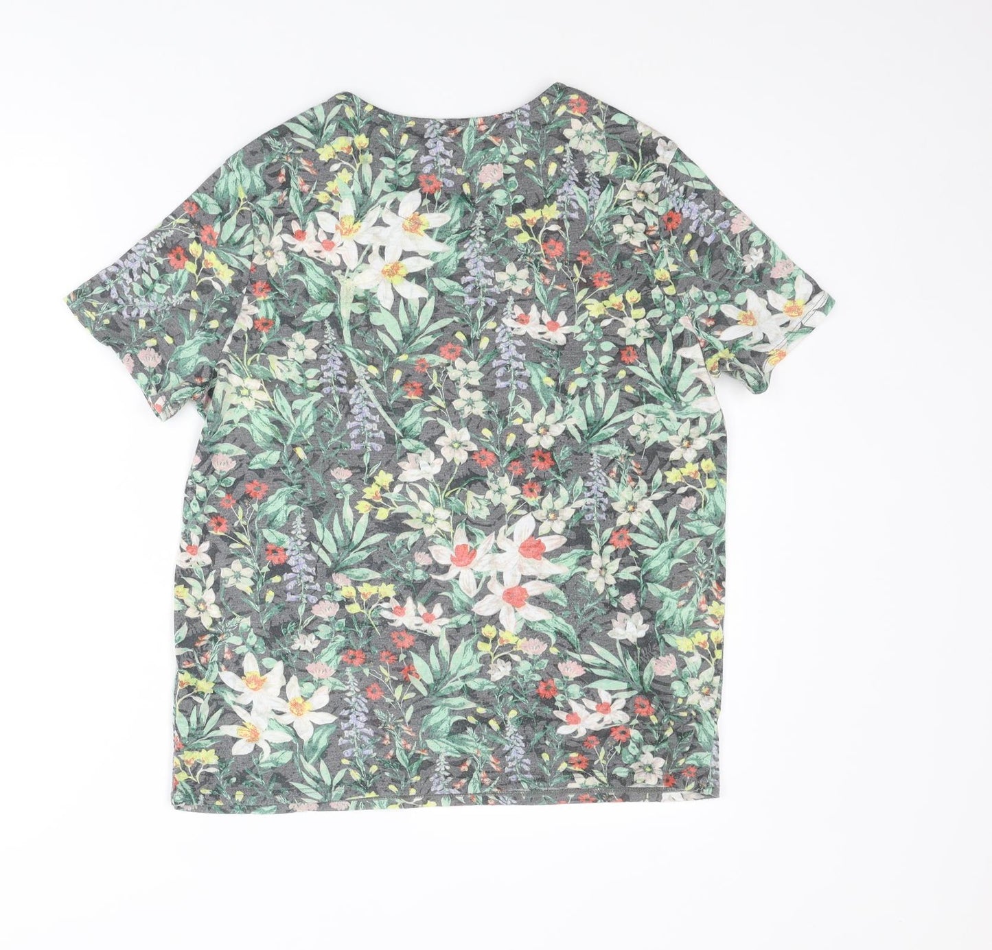 Per Una Womens Multicoloured Floral Polyester Basic T-Shirt Size 12 Boat Neck