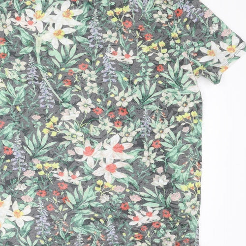 Per Una Womens Multicoloured Floral Polyester Basic T-Shirt Size 12 Boat Neck