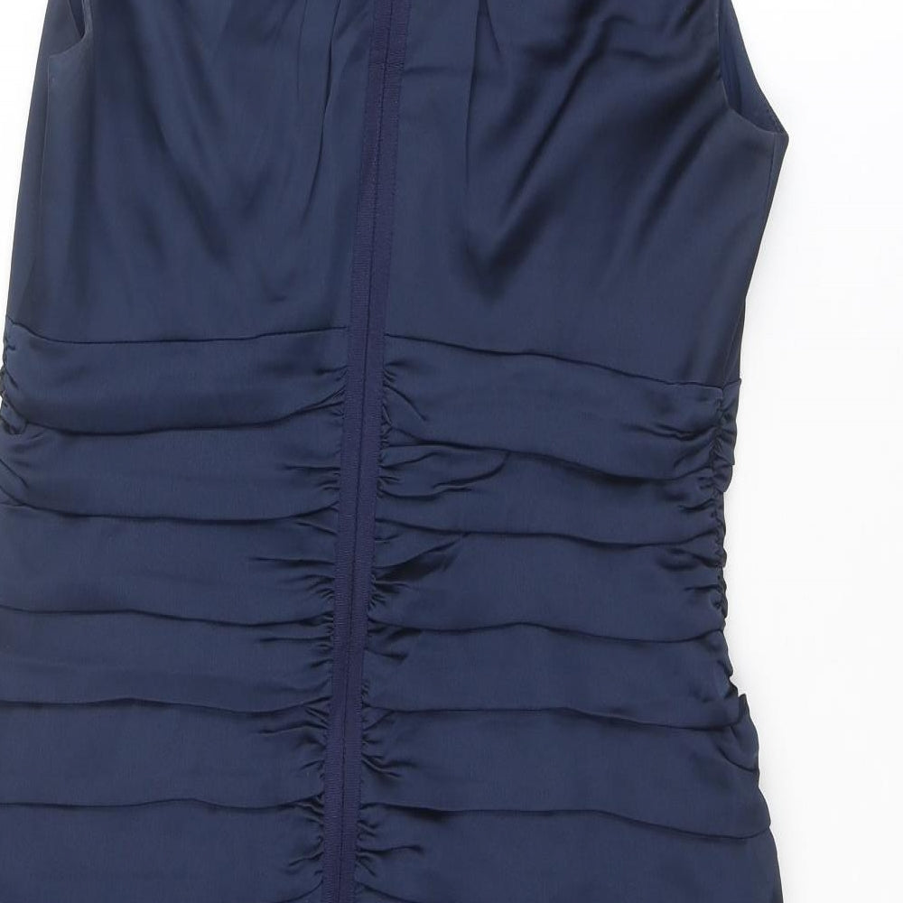 Coast Womens Blue Polyester Shift Size 14 Round Neck Zip