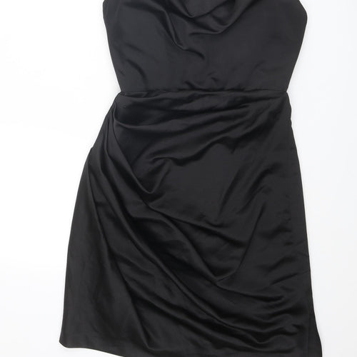 HOUSE OF CB Womens Black Polyester Mini Size M Cowl Neck Zip