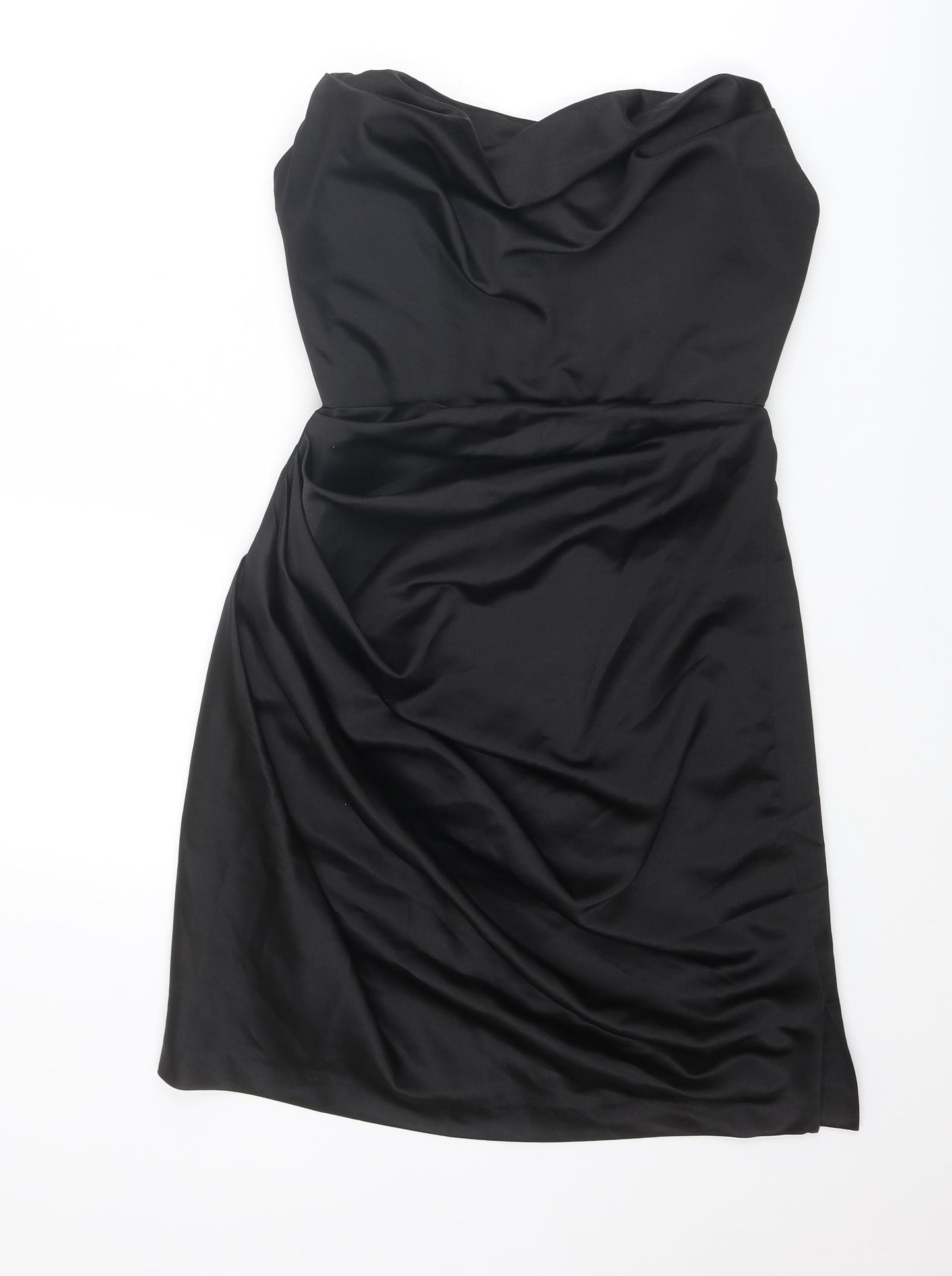 HOUSE OF CB Womens Black Polyester Mini Size M Cowl Neck Zip