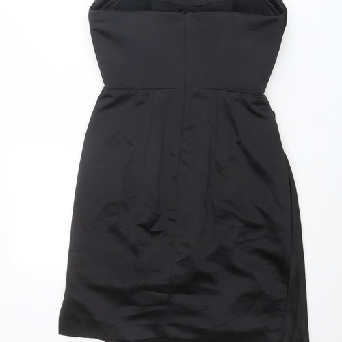 HOUSE OF CB Womens Black Polyester Mini Size M Cowl Neck Zip