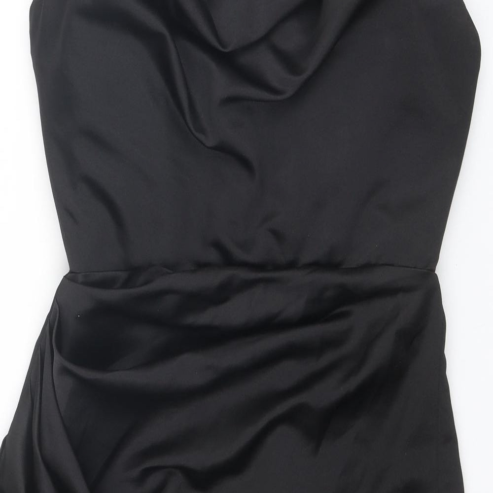 HOUSE OF CB Womens Black Polyester Mini Size M Cowl Neck Zip