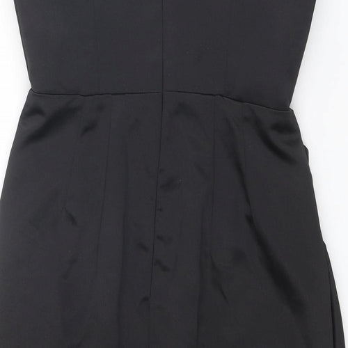 HOUSE OF CB Womens Black Polyester Mini Size M Cowl Neck Zip