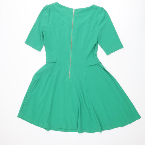 Louche Womens Green Polyester A-Line Size 10 Round Neck Zip