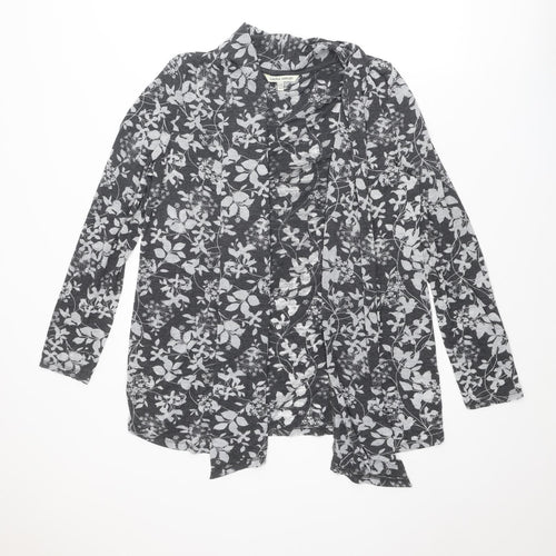 Laura Ashley Womens Grey V-Neck Geometric Polyester Cardigan Jumper Size 16