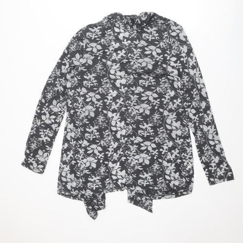 Laura Ashley Womens Grey V-Neck Geometric Polyester Cardigan Jumper Size 16