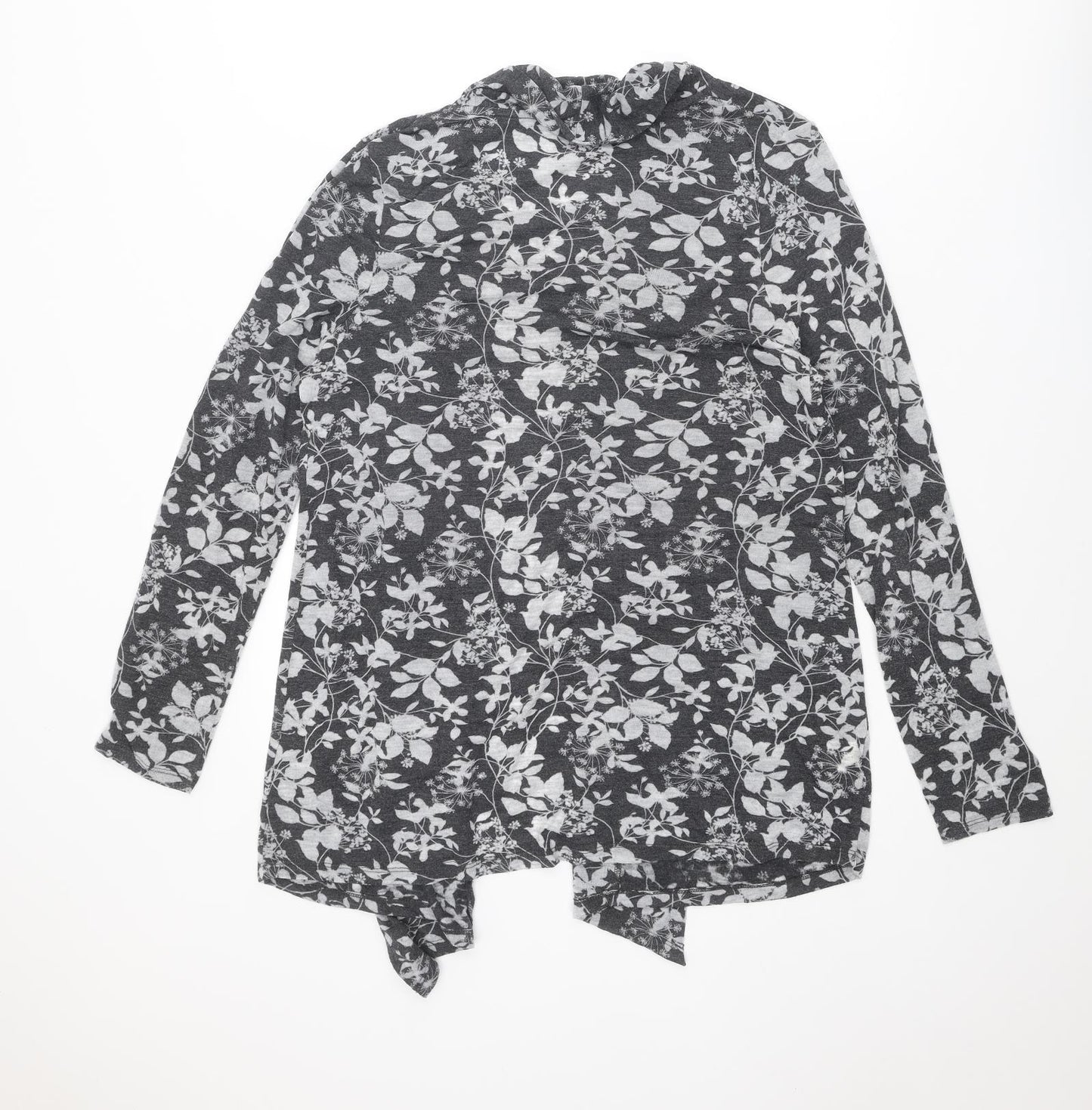 Laura Ashley Womens Grey V-Neck Geometric Polyester Cardigan Jumper Size 16