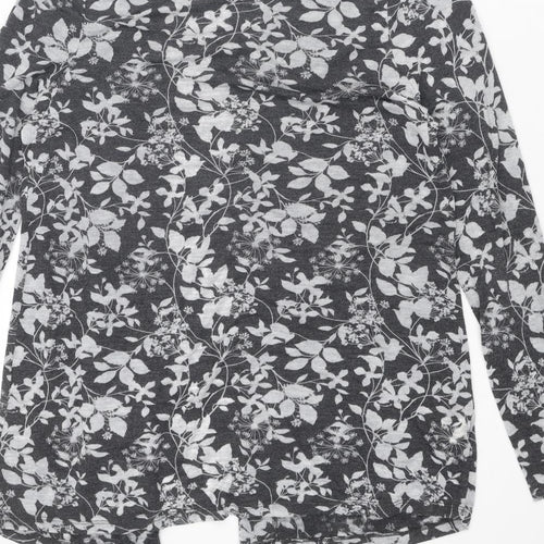 Laura Ashley Womens Grey V-Neck Geometric Polyester Cardigan Jumper Size 16