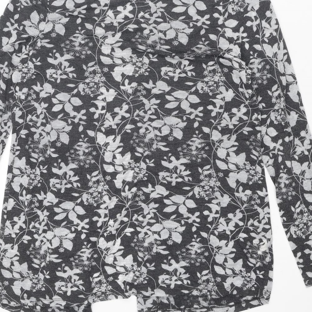 Laura Ashley Womens Grey V-Neck Geometric Polyester Cardigan Jumper Size 16
