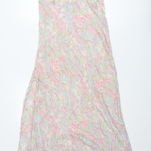 August Silk Womens Multicoloured Geometric Silk Tank Dress Size M Round Neck Pullover