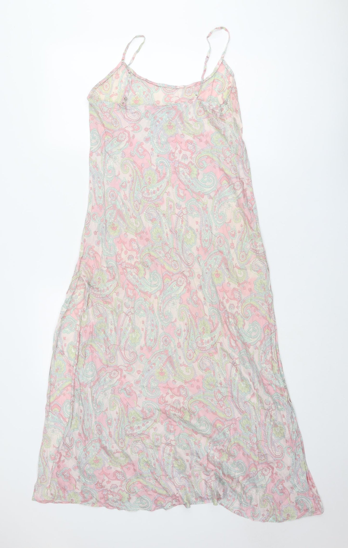 August Silk Womens Multicoloured Geometric Silk Tank Dress Size M Round Neck Pullover