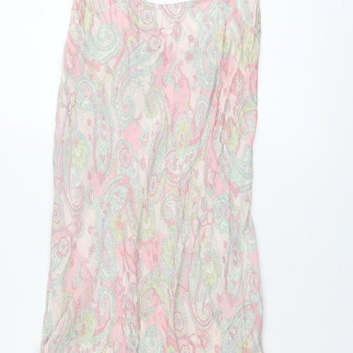 August Silk Womens Multicoloured Geometric Silk Tank Dress Size M Round Neck Pullover