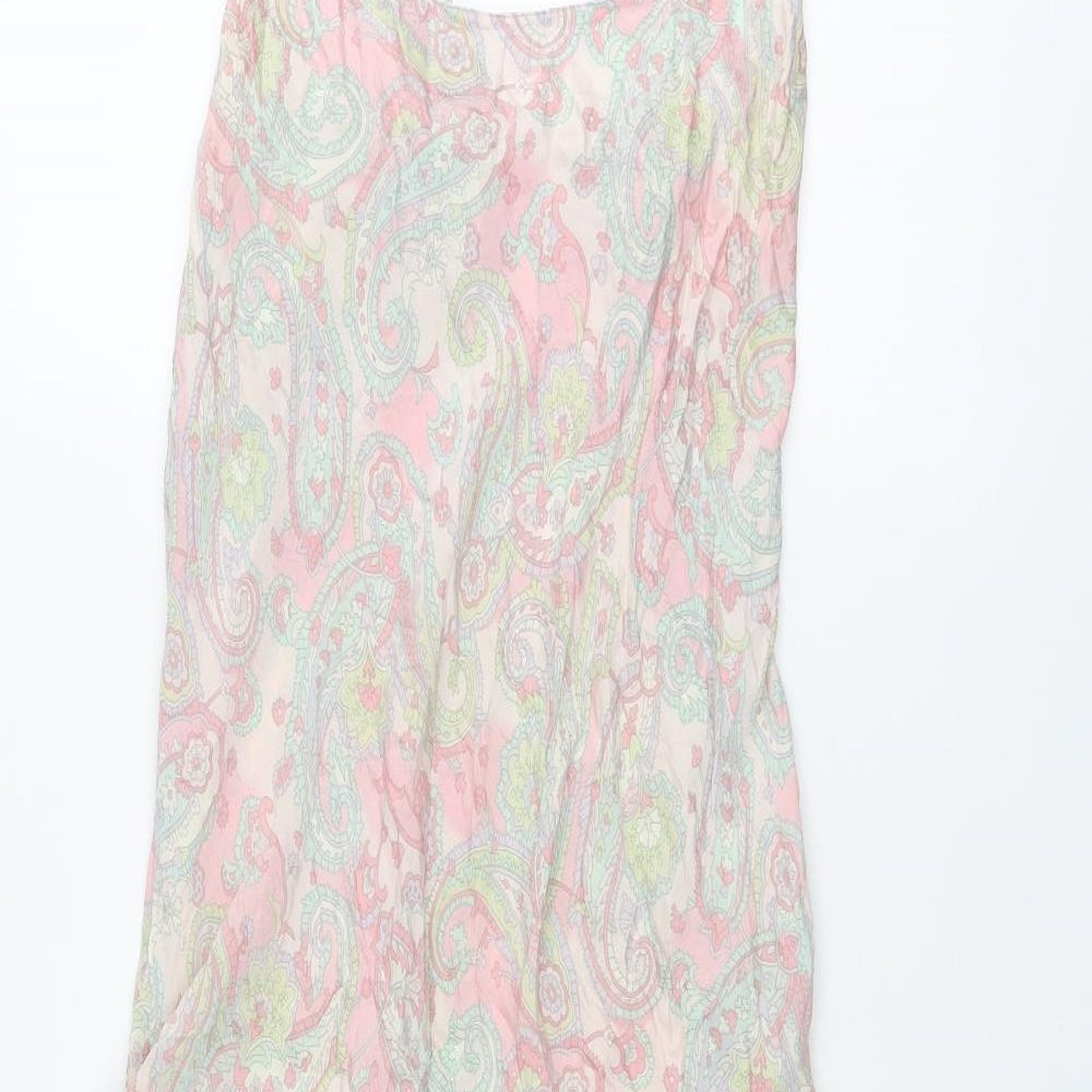 August Silk Womens Multicoloured Geometric Silk Tank Dress Size M Round Neck Pullover