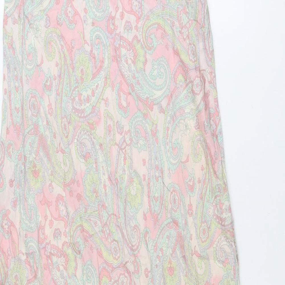 August Silk Womens Multicoloured Geometric Silk Tank Dress Size M Round Neck Pullover