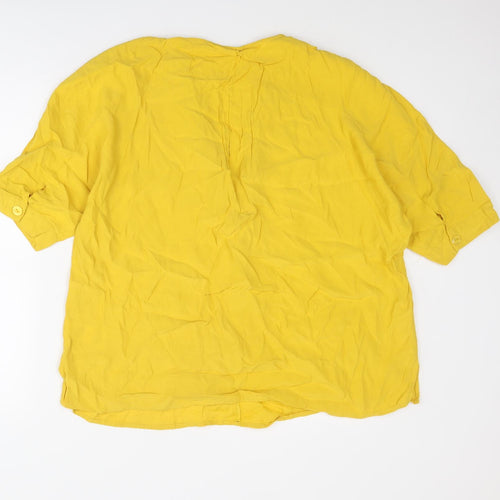 Phase Eight Womens Yellow Viscose Basic T-Shirt Size 12 V-Neck