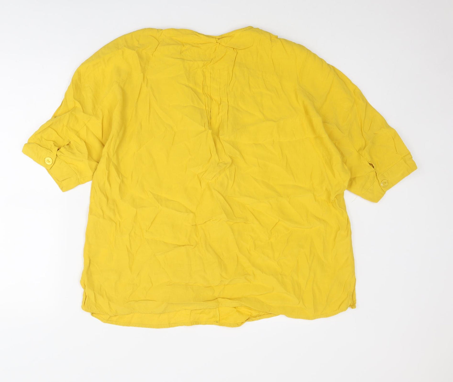 Phase Eight Womens Yellow Viscose Basic T-Shirt Size 12 V-Neck