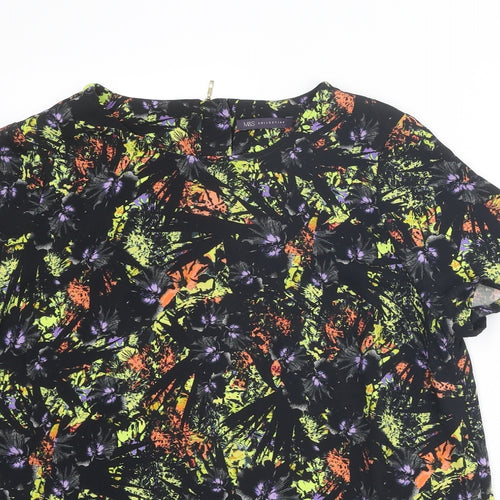 Marks and Spencer Womens Multicoloured Geometric Polyester Basic T-Shirt Size 16 Round Neck