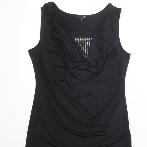 Stella Morgan Womens Black Polyester Basic Tank Size 14 Cowl Neck
