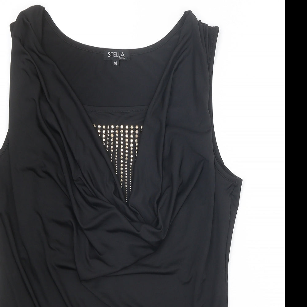 Stella Morgan Womens Black Polyester Basic Tank Size 14 Cowl Neck