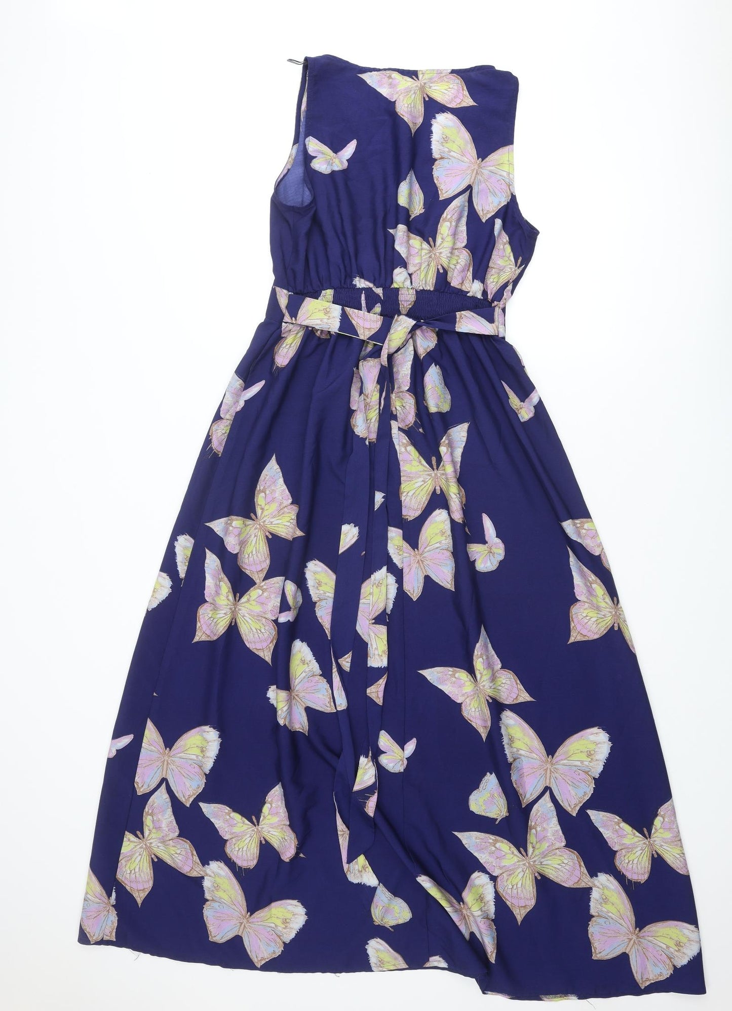 Dorothy Perkins Womens Blue Geometric Polyester A-Line Size 12 V-Neck Pullover - Butterfly Print