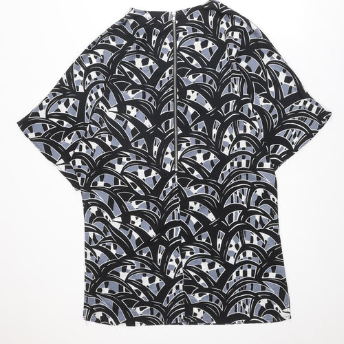 Glamorous Womens Black Geometric Polyester T-Shirt Dress Size S Round Neck Zip