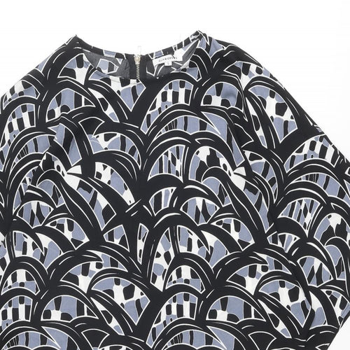 Glamorous Womens Black Geometric Polyester T-Shirt Dress Size S Round Neck Zip