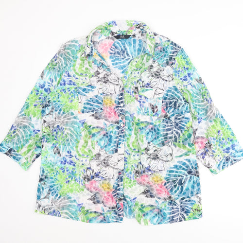 EWM Womens Multicoloured Floral Polyester Basic Button-Up Size 16 Collared