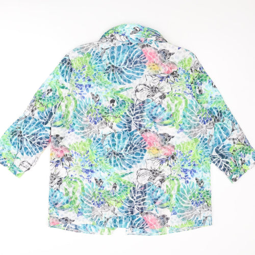 EWM Womens Multicoloured Floral Polyester Basic Button-Up Size 16 Collared