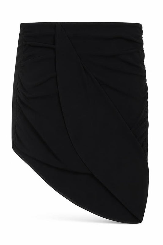 Front view of Zara women’s black polyester bandage skirt, size M, zip