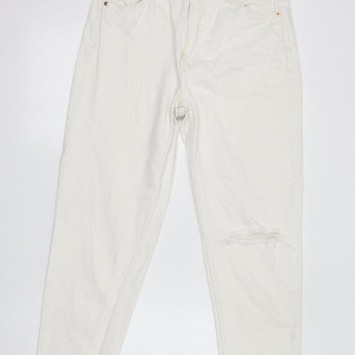 Bershka Womens White Cotton Skinny Jeans Size 10 L27 in Regular Zip